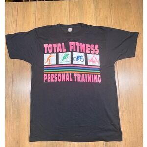 VTG single stitch black Total Fitness Personal Training T Shirt Lg. USA Made gym